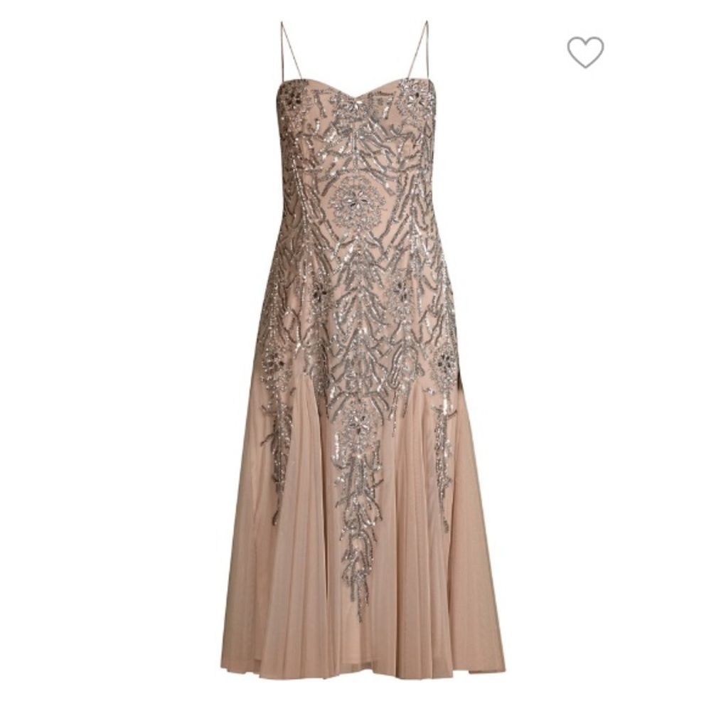 Aidan Mattox sequined spaghetti strap column dress - Picture 4 of 6
